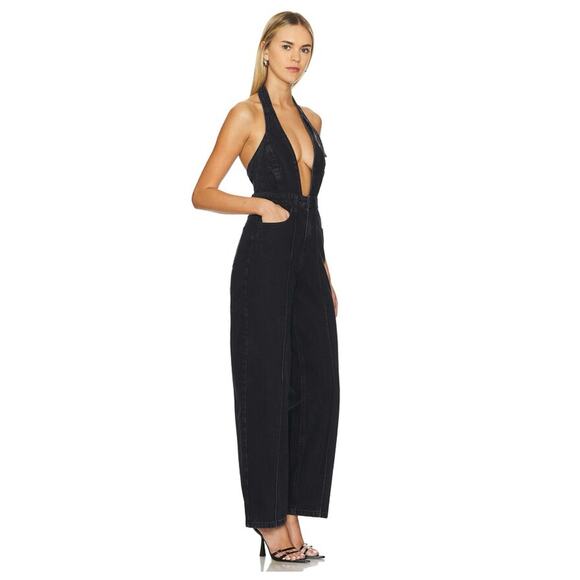 RTA Black Halter Denim Jumpsuit – Size 28 – NWT – Current Style – MSRP $238 - Picture 2 of 2